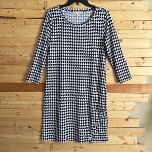 MICHAEL Michael Kors NavyBlue White Shift Check Houndstooth Details Dress size M